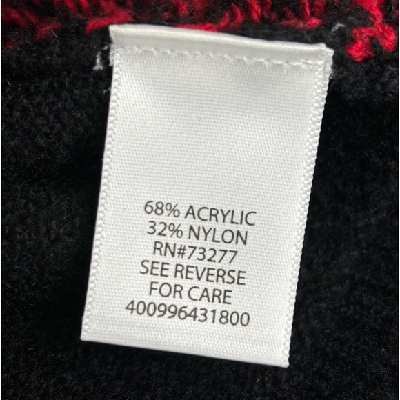 Candies Cowl Neck Sweater Tunic Long Sleeve Dress Black Red Zig Zag Pattern - Picture 7 of 7